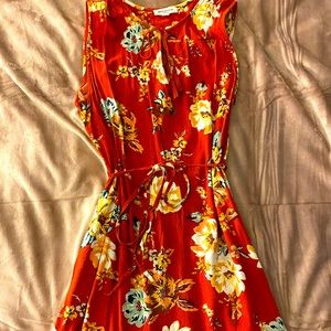 Orange Floral Summer Dress